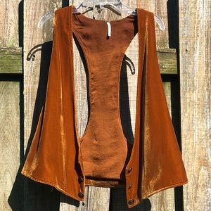 Free People M Vest Velvet Vibes Velour Copper